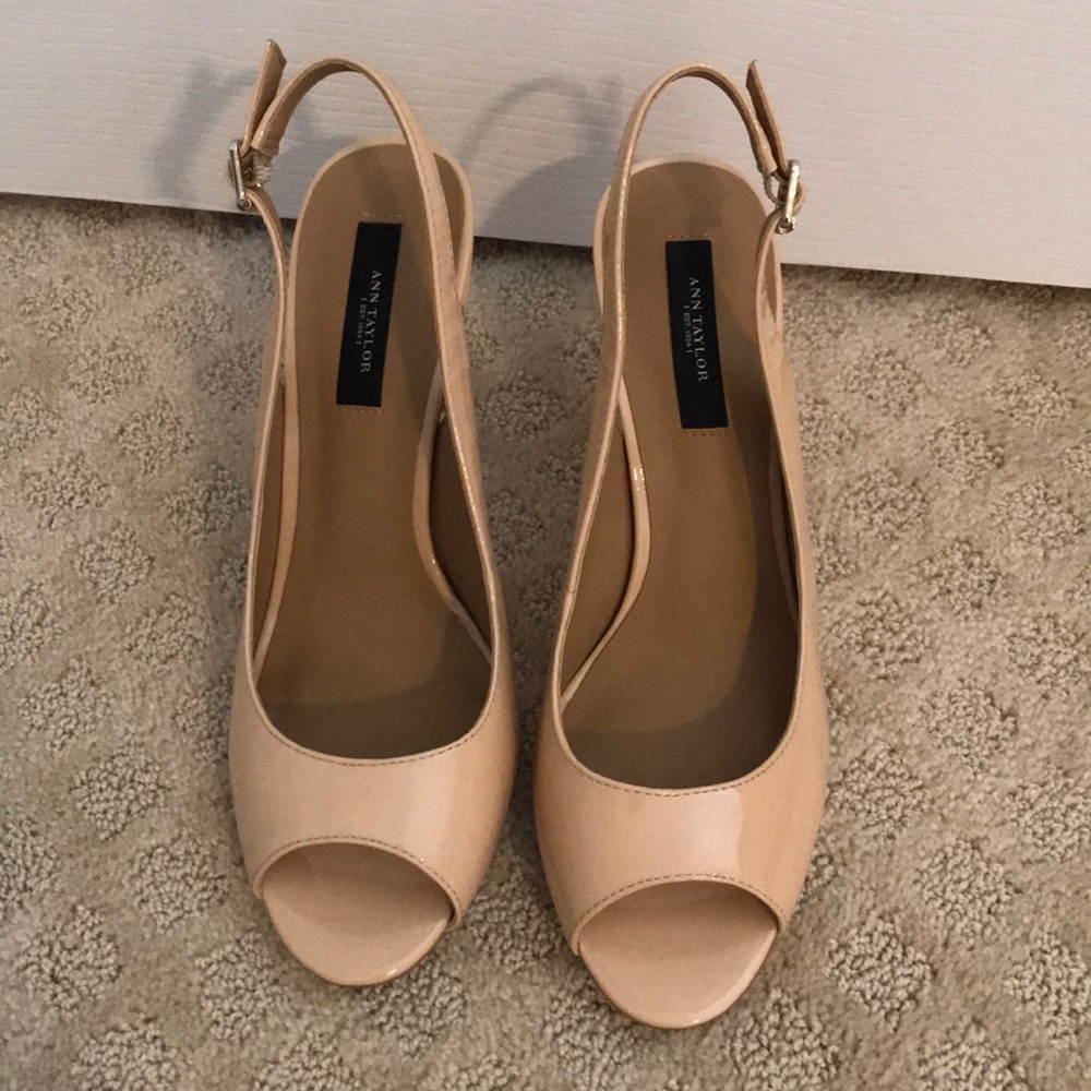Ann Taylor Peep Toe Pumps, Neutral Nude color